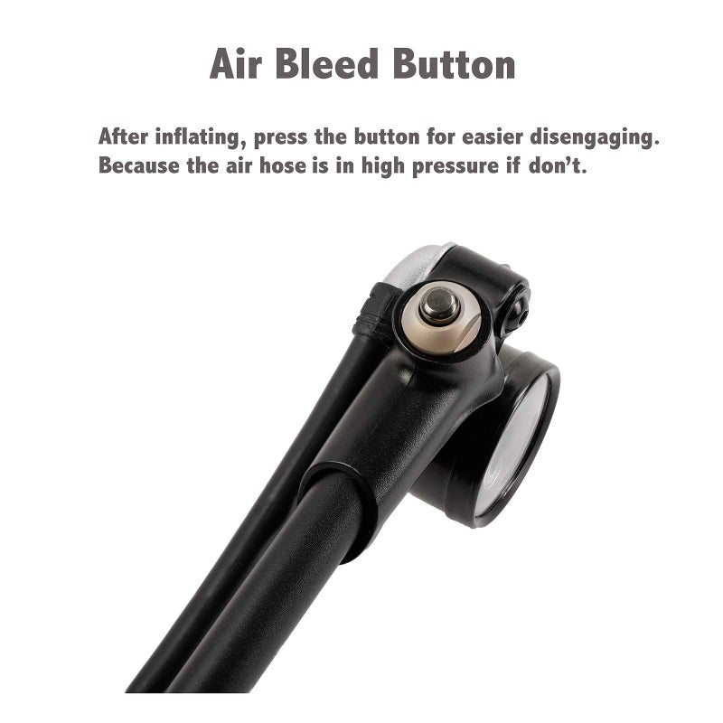 DNM High Pressure 300 PSI(20 BAR) Max Front Fork & Rear Shock Suspension Portable Mini Pump with Air Bleed Button - Image 3